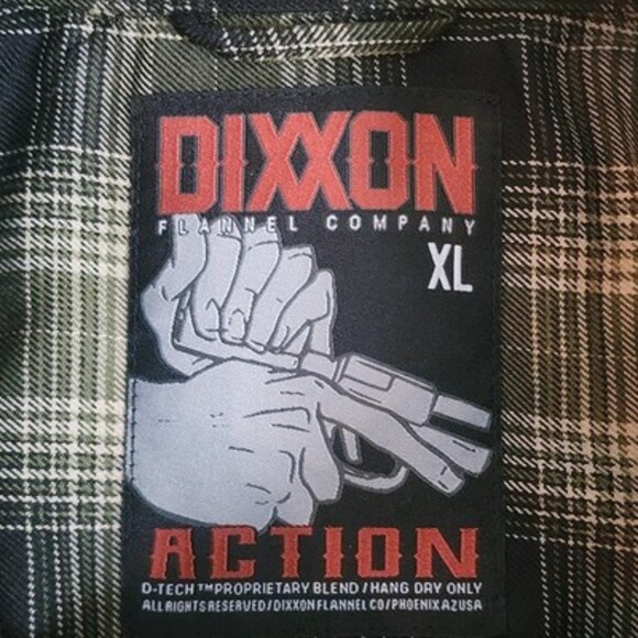 Dixxon Flannel Shirt Mens XL Green Black Plaid Action D-Tech Workwear Casual - Picture 6 of 11